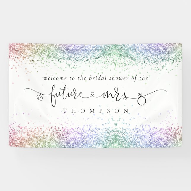 Colourful Glitter Future Mrs Welcome Bridal Shower Banner (Horizontal)