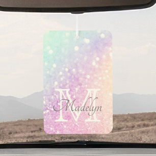 Colourful Glitter Girly Personalised Monogram Car Air Freshener