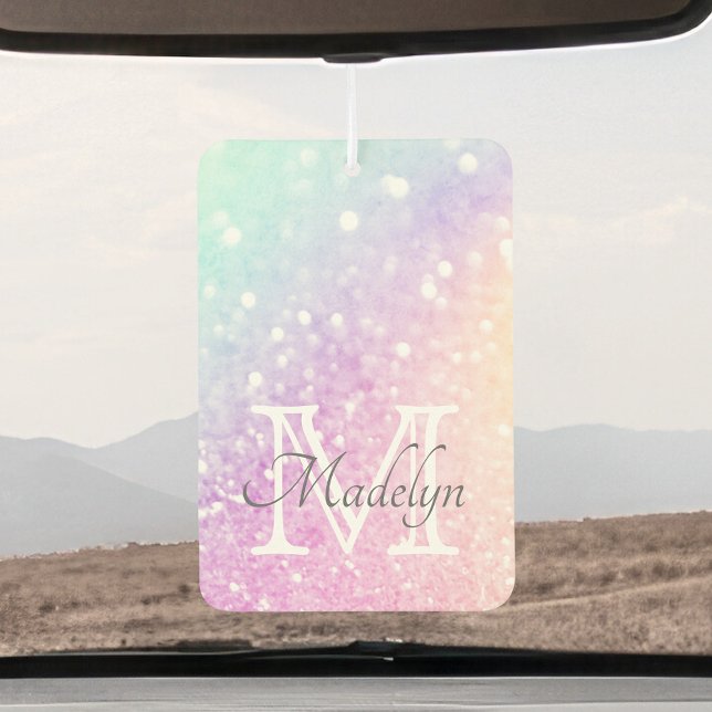 Colourful Glitter Girly Personalised Monogram Car Air Freshener (Creator Uploaded)