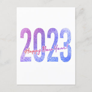 Colourful Glitter Happy New Year 2023 Postcard