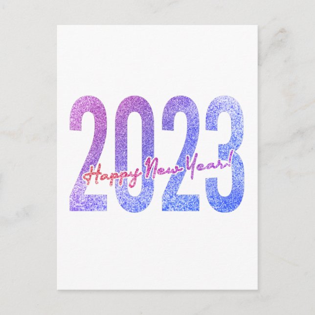 Colourful Glitter Happy New Year 2023 Postcard (Front)