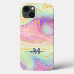 Colourful Glitter Iridescent Marble Agate Case-Mat iPhone 13 Case