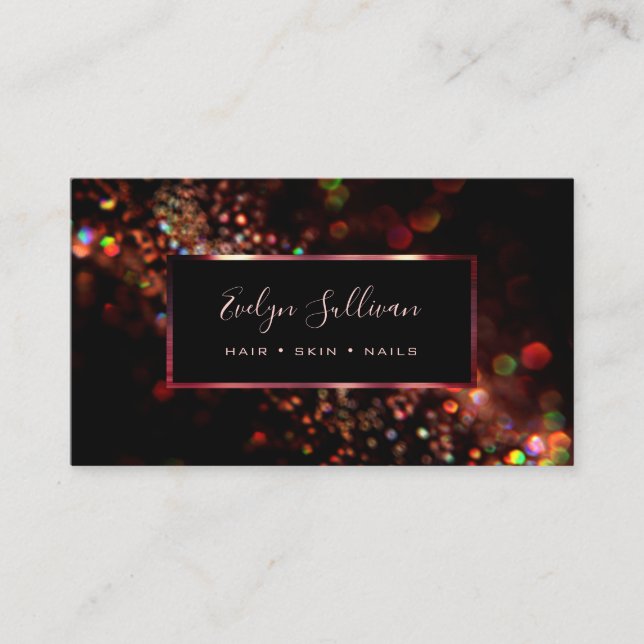 Colourful glitter lights business card (Front)