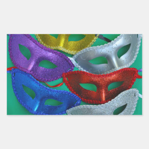 Colourful glitter masks rectangular sticker