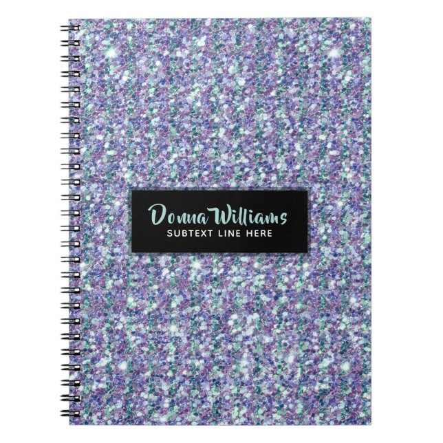 Colourful Glitter Modern Typography Template Notebook (Front)