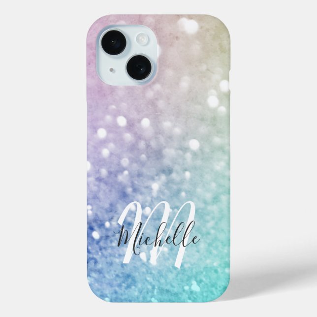 Colourful Glitter Pretty Bokeh Monogrammed Case-Mate iPhone Case (Back)