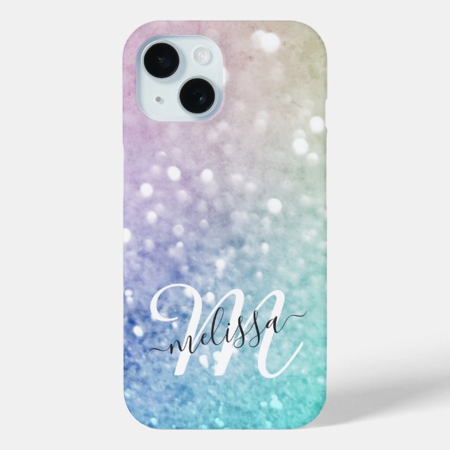 Colourful Glitter Pretty Bokeh Monogrammed Case-Mate iPhone Case (Back)