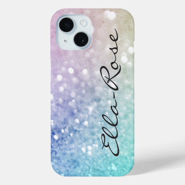 Colourful Glitter Pretty Bokeh Monogrammed Case-Mate iPhone Case (Back)