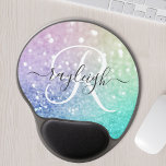 Colourful Glitter Pretty Bokeh Monogrammed Gel Mouse Mat<br><div class="desc">Easily personalise this elegant colourful bokeh glitter pattern with your custom name and/or monogram.</div>