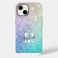 Colourful Glitter Pretty Bokeh Monogrammed