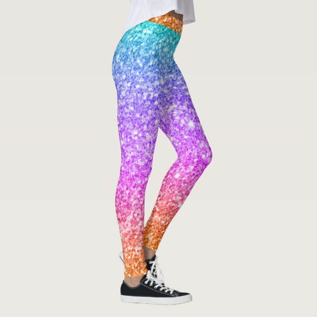 Colourful Glitter Print Gradient Leggings (Right)