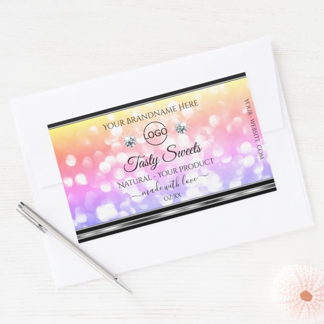 Colourful Glitter Product Labels Diamonds with Log (Envelope)