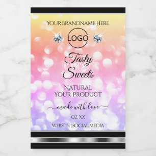 Colourful Glitter Product Labels Diamonds with Log