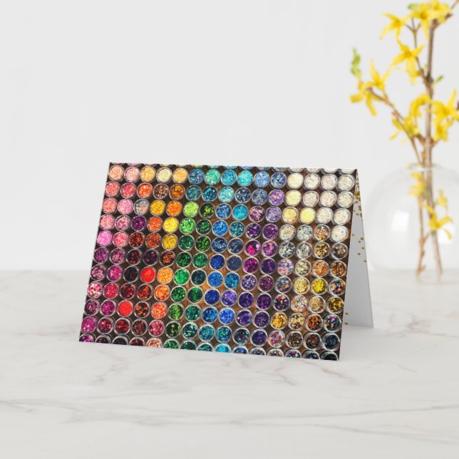 Colourful Glitter Sequin Happy Birthday Celebratio Card (Yellow Flower)