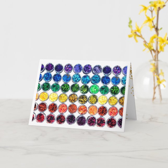 Colourful Glitter Sequin Happy Birthday Celebratio Card (Yellow Flower)