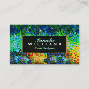 Colourful Glitter & Sparkles Gold Accents Business Card