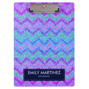 Colourful Glitter & Sparkles Zigzag Chevron Clipboard