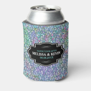 Colourful Glitter texture Black Frame Accent Can Cooler