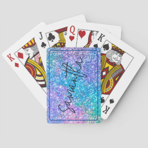 Colourful glitter texture custom script typography playing cards