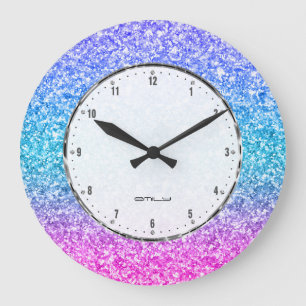 Colourful Glitter Texture Print Large Clock
