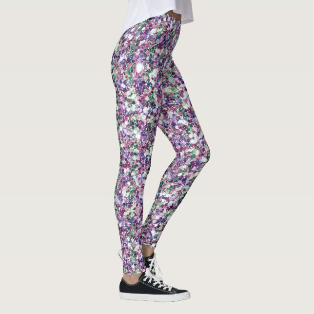 Colourful Glitter Texture Print Leggings (Right)