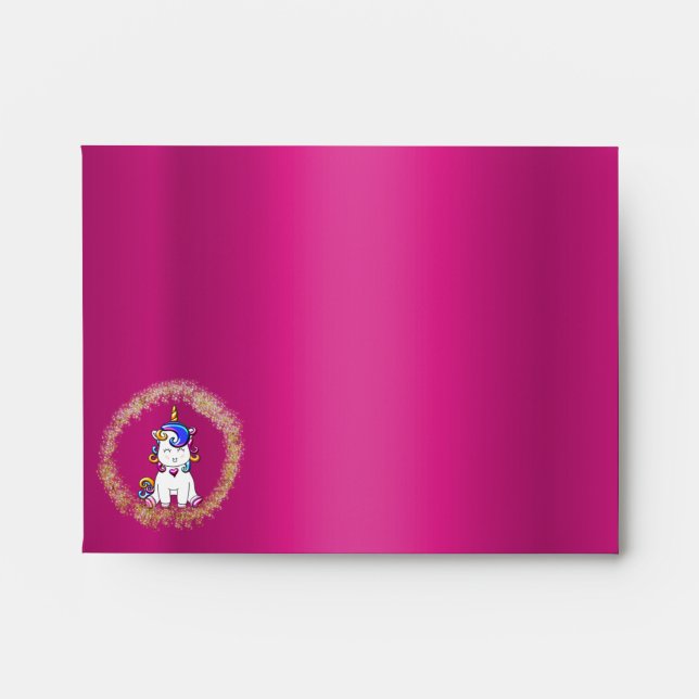 Colourful Glitter Unicorn Pink Envelopes (Front)