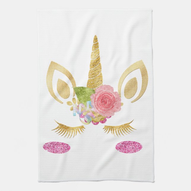 Colourful Glitter Unicorn Tea Towel (Vertical)