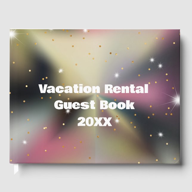Colourful Glitter Vacation House Rental Guest Book (Front)