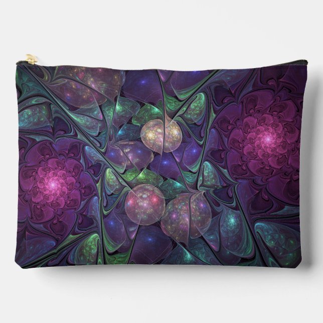 Colourful Glittering Modern Abstract Fractal Art Accessory Pouch (Front)