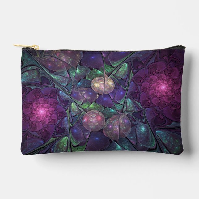Colourful Glittering Modern Abstract Fractal Art Accessory Pouch (Front)