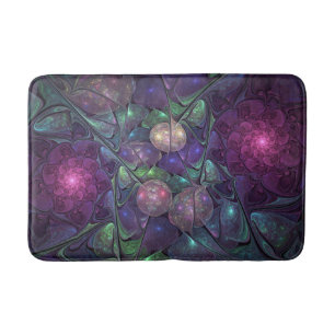 Colourful Glittering Modern Abstract Fractal Art Bath Mat