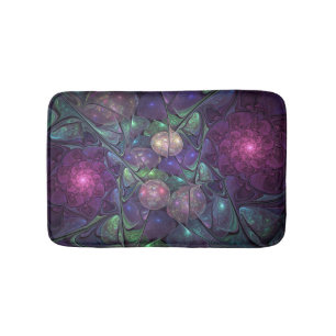 Colourful Glittering Modern Abstract Fractal Art Bath Mat