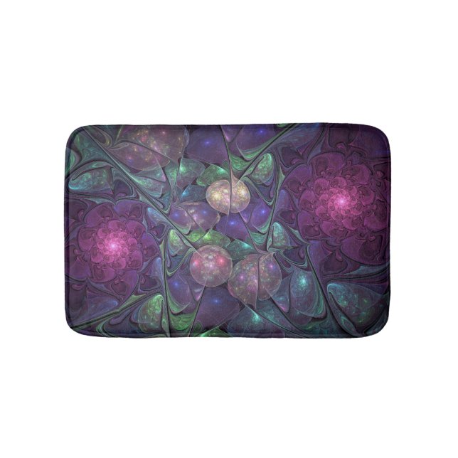 Colourful Glittering Modern Abstract Fractal Art Bath Mat (Front)