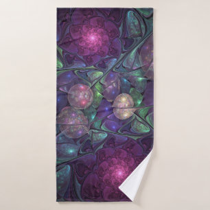 Colourful Glittering Modern Abstract Fractal Art Bath Towel