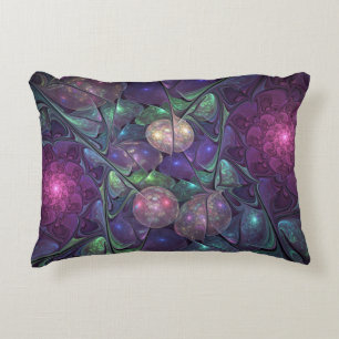 Colourful Glittering Modern Abstract Fractal Art Decorative Cushion