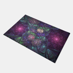 Colourful Glittering Modern Abstract Fractal Art Doormat