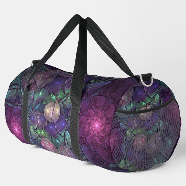 Colourful Glittering Modern Abstract Fractal Art Duffle Bag (Right Corner)