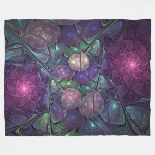 Colourful Glittering Modern Abstract Fractal Art Fleece Blanket
