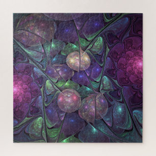 Colourful Glittering Modern Abstract Fractal Art Jigsaw Puzzle