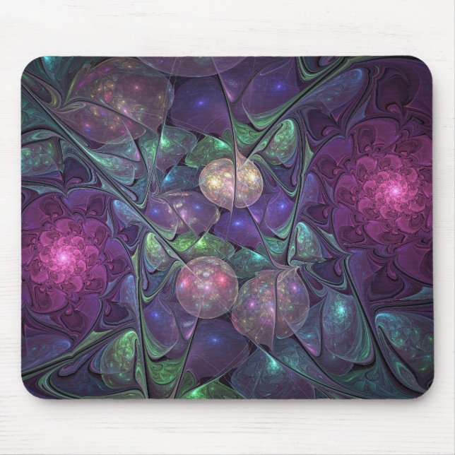 Colourful Glittering Modern Abstract Fractal Art Mouse Mat (Front)
