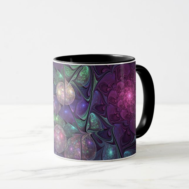 Colourful Glittering Modern Abstract Fractal Art Mug (Front Right)