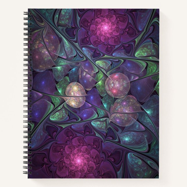 Colourful Glittering Modern Abstract Fractal Art Notebook (Front)