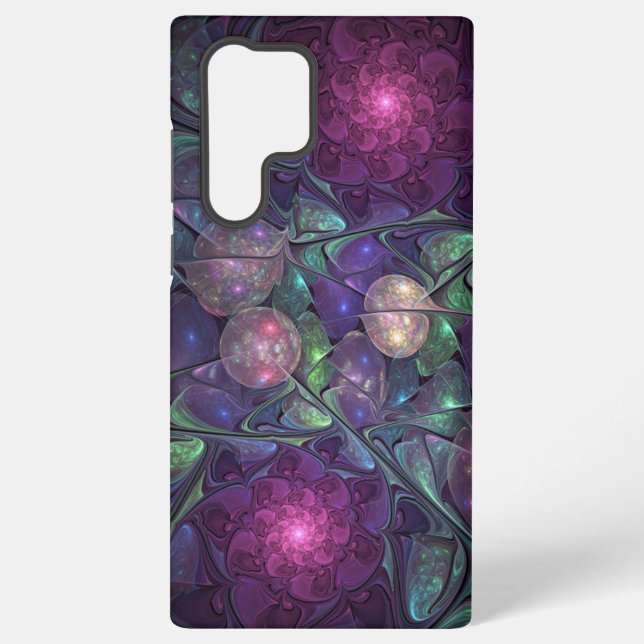 Colourful Glittering Modern Abstract Fractal Art Samsung Galaxy S22 Ultra Case (Back)