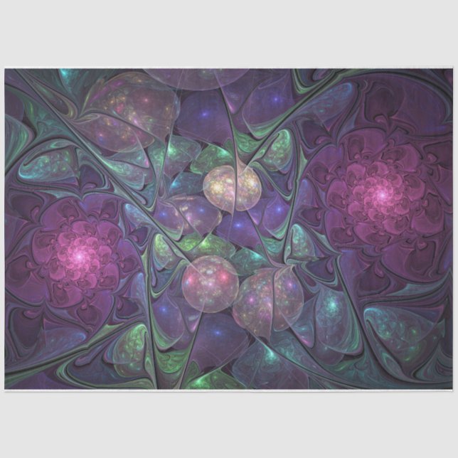 Colourful Glittering Modern Abstract Fractal Art Tissue Paper (Front)