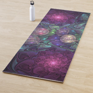 Colourful Glittering Modern Abstract Fractal Art Yoga Mat