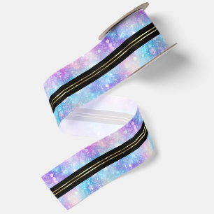 Colourful Glittery Background Shiny Gold Stripes Satin Ribbon