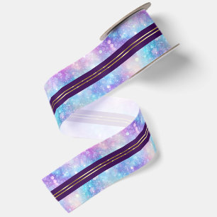 Colourful Glittery Background Shiny Gold Stripes Satin Ribbon