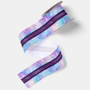Colourful Glittery Background Shiny Silver Stripes Satin Ribbon