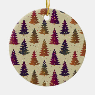 Colourful Glittery Christmas Tree Repeating Patter Ceramic Tree Decoration