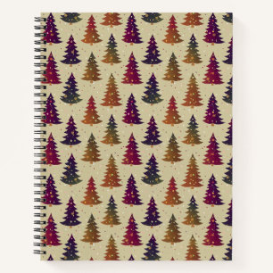 Colourful Glittery Christmas Tree Repeating Patter Notebook